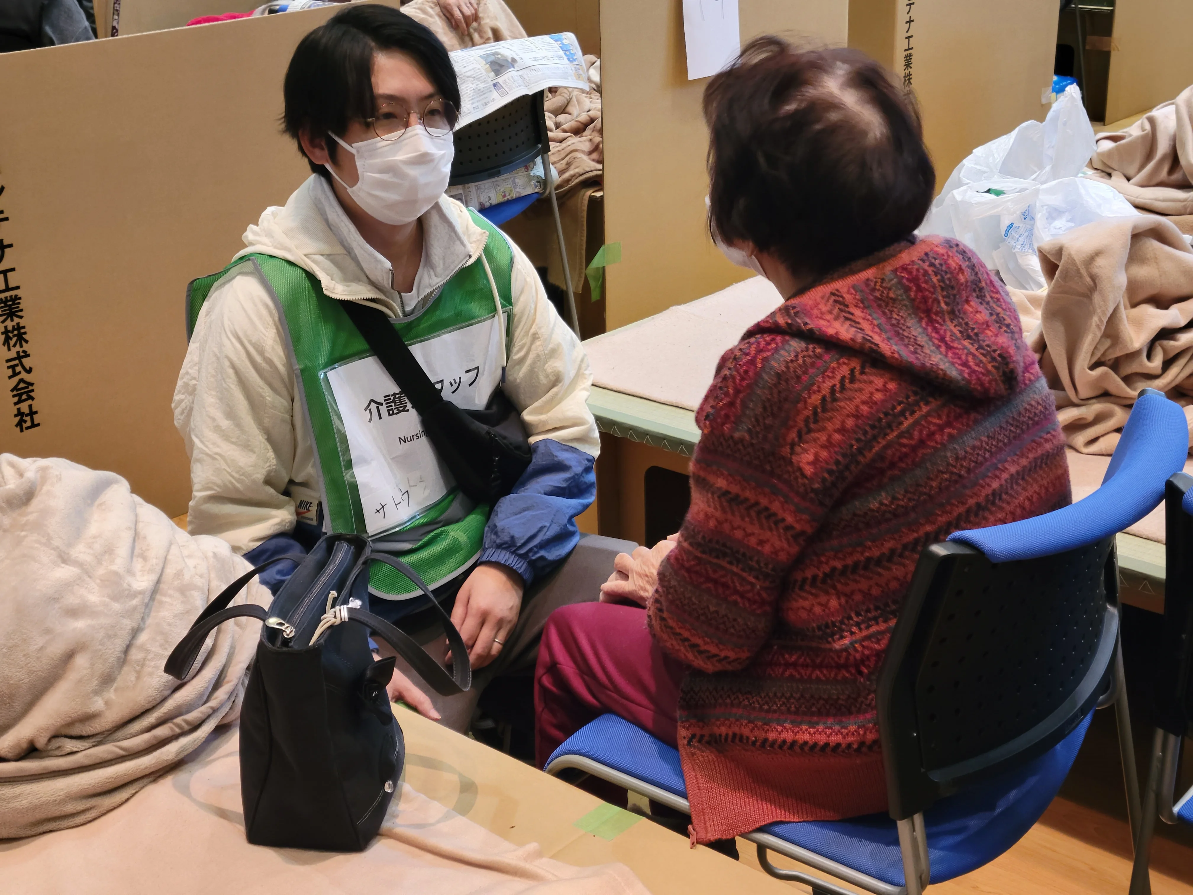 避難所での様子