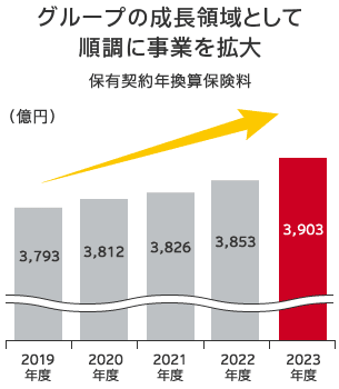 グループの成長領域として順調に事業を拡大_保有契約年換算保険料