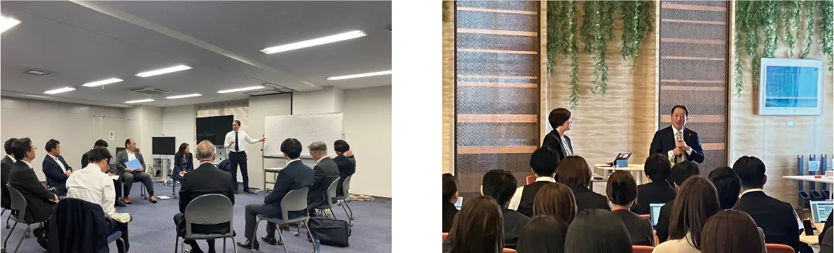 画像：経営陣によるタウンホールミーティングの様子